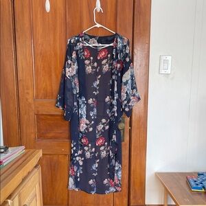 Krazy Kat Navy and Red Floral kimono